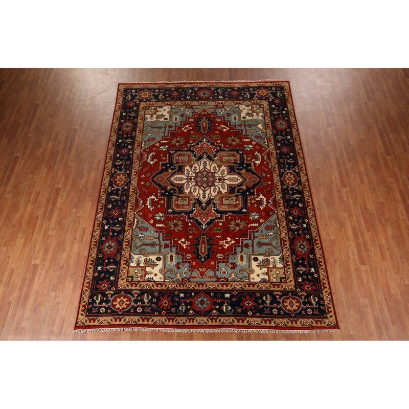 Heriz Serapi Indian Area Rug Hand-Knotted Wool Carpet - 8'6" x 11'10"