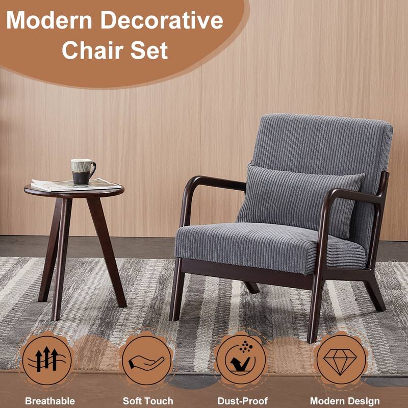 Mid-Century Modern Accent Chair & Coffee Table Set, Vintage Luxury Style, Leisure Chair & coffee table