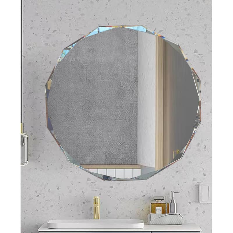 Single Beveled Edge Bathroom Wall Vanity Mirror - 30Round