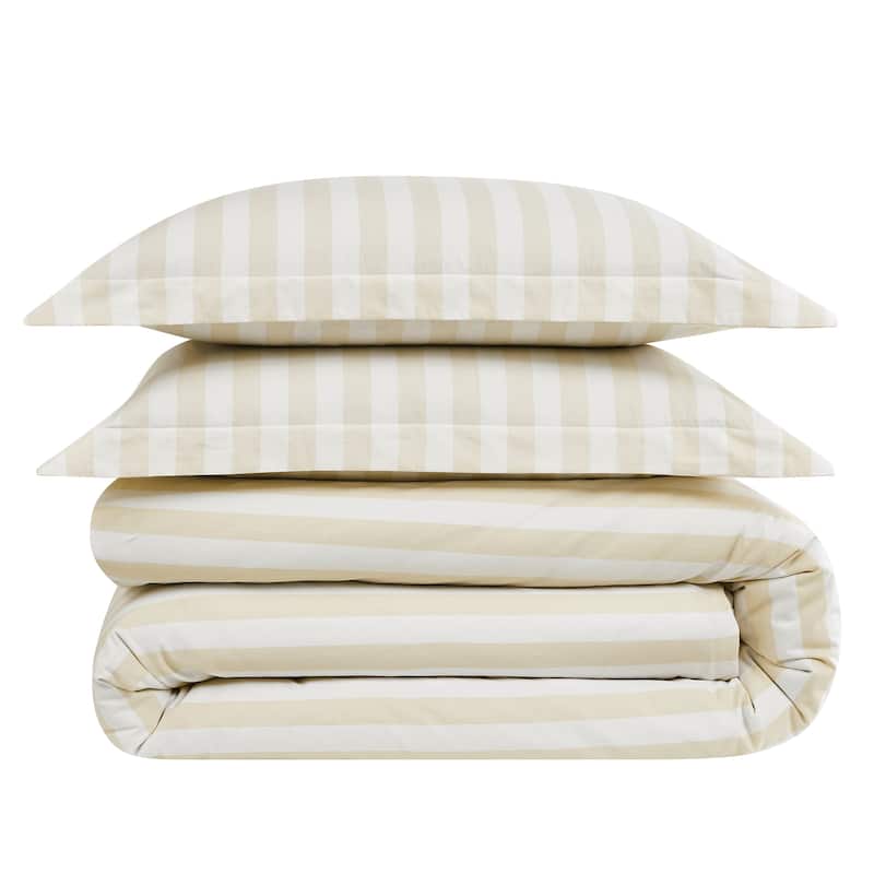 Brooklyn Loom Levi Stripe 3 Piece Comforter Set - Full - Queen - White/Ivory