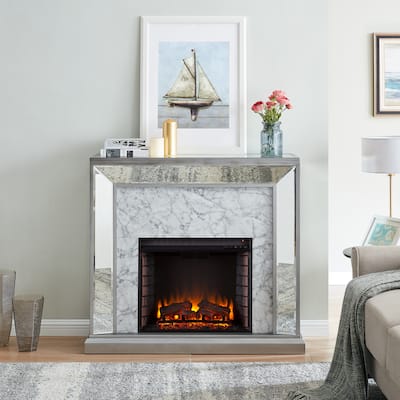 SEI Furniture Tranton Glam Mirror Electric Fireplace - N/A