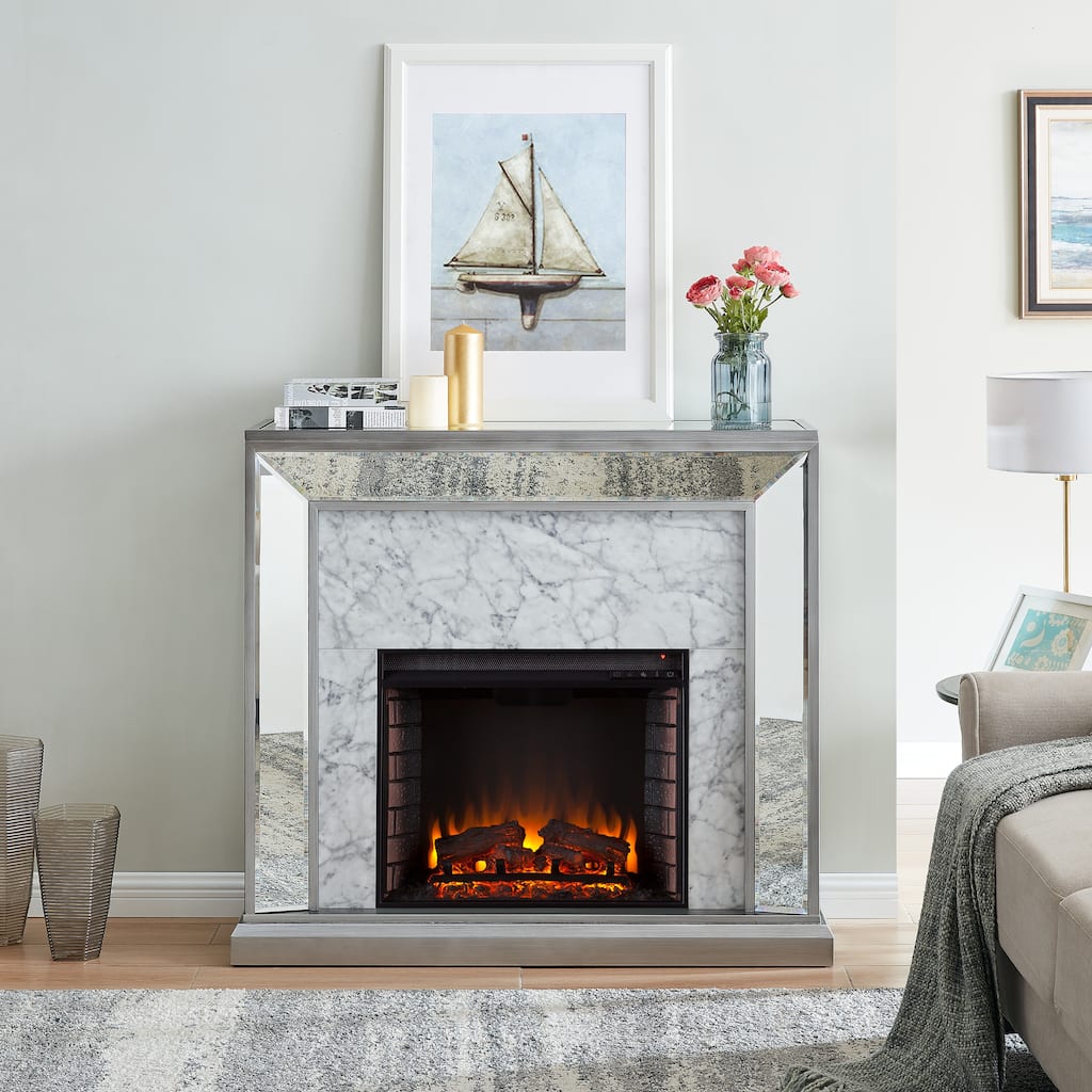 SEI Furniture Tranton Glam Mirror Electric Fireplace - N/A
