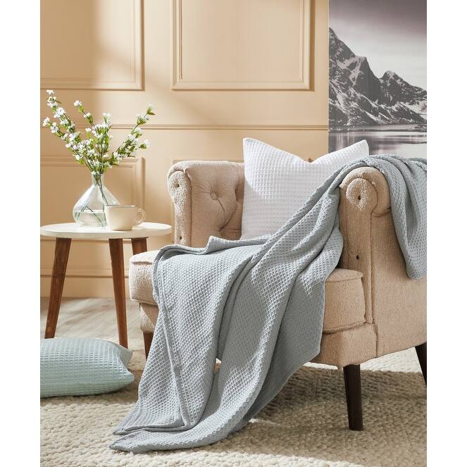 Better Trends 100% Cotton Soft Lightweight Breathable All-Season Throw Blanket for Any Bed, Couch, Sofa - Janiya Collection