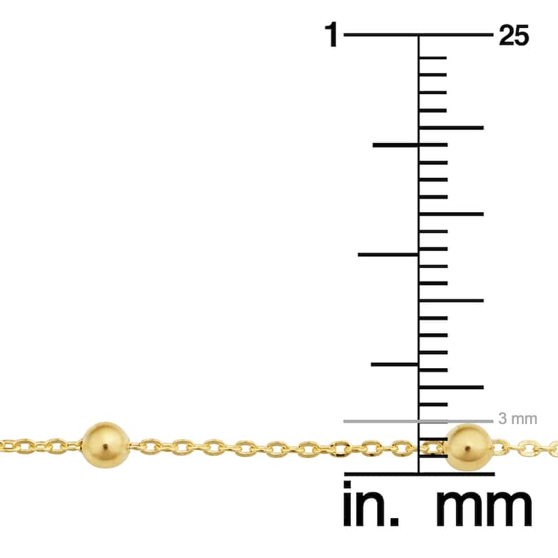 14k Yellow Gold Filled 3 mm Ball Station Satellite Necklace For Women (16, 18, 20, 24 or 30 inches)