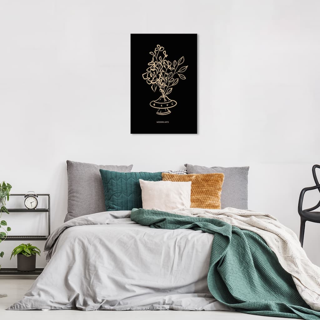 Wynwood Studio Canvas Floral and Botanical My other Flowers Black and Modern & Contemporary Wall Art Canvas Print