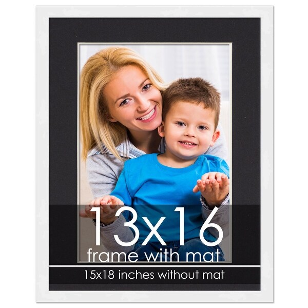 9x13 Picture Frame With Mat - Black Wood Frame For 11x15 Display, Includes White Mat & Hanging Kit - View #5