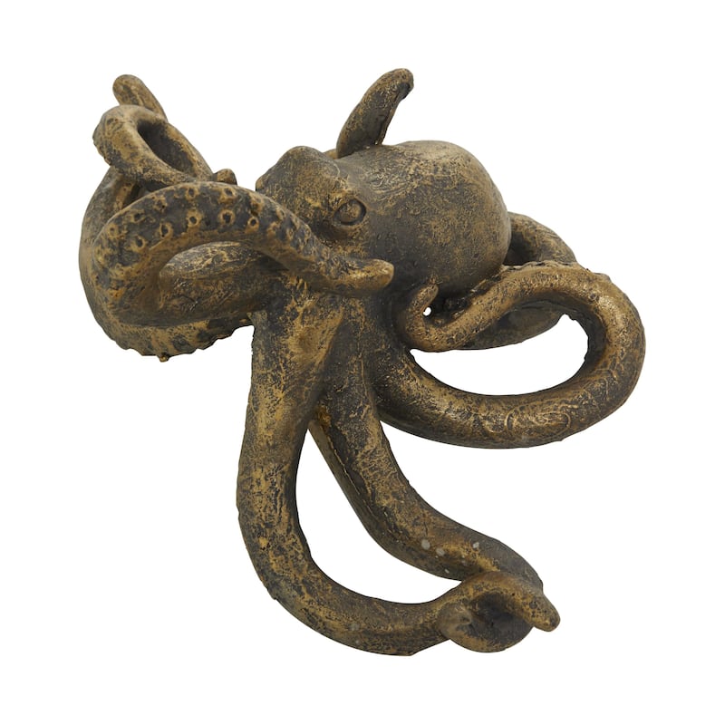 Polystone Octopus Decorative Sculpture with Long Tentacles and Suctions Detailing - Black - Roche River Decor