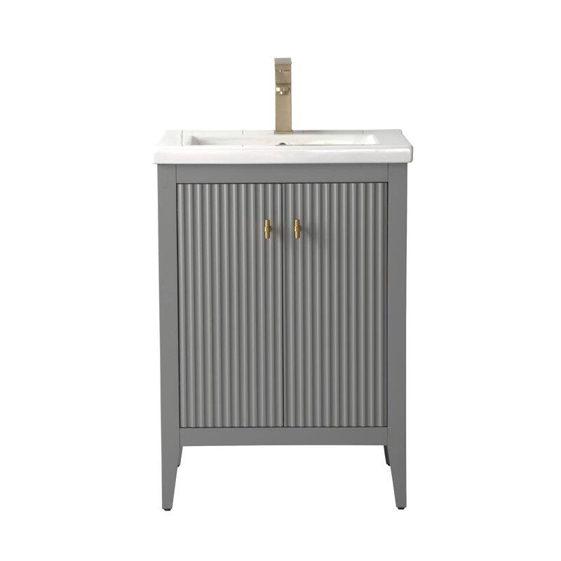 Vanity Art 24" Single Sink Bathroom Vanity Cabinet with Ceramic Top