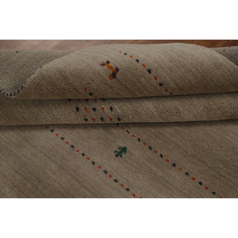 Hand Knotted Oriental 100% Wool Carpet Tribal Animal Pictorial Beige & Ivories Gabbeh Area Rug - 6' 5'' X 4' 7''