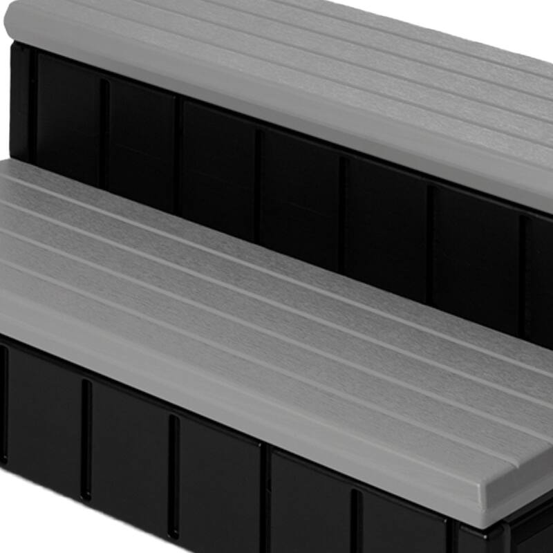 Confer Plastics Leisure Accents Deluxe Spa Steps, 36" Wide Hot Tub Stairs, Gray - 36 x 24 x 14 inches