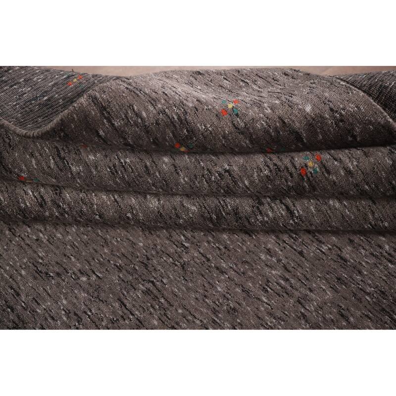 Striped Gabbeh Oriental Area Rug Hand-Knotted Wool Carpet - 7'10" x 9'9"