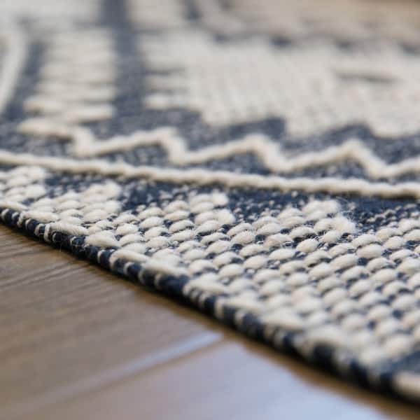 Handwoven Blue Geometric Cotton Wool Flatweave Kilim Area Rug 2 X 3 2 X 3 Overstock 32664814