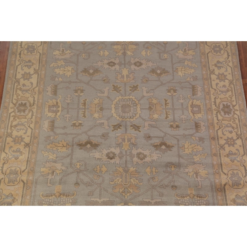 Gray Oushak Indian Area Rug Handmade Wool Carpet - 8'0"x 9'11"