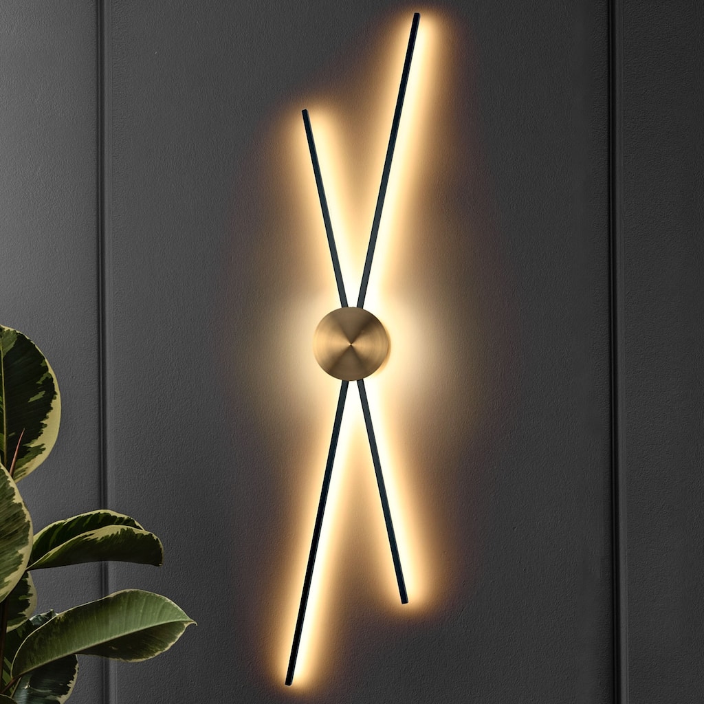 Modern 4-Light LED Black Gold Wall Sconce Metal Bathroom Vanity Lights - L60" x W12"