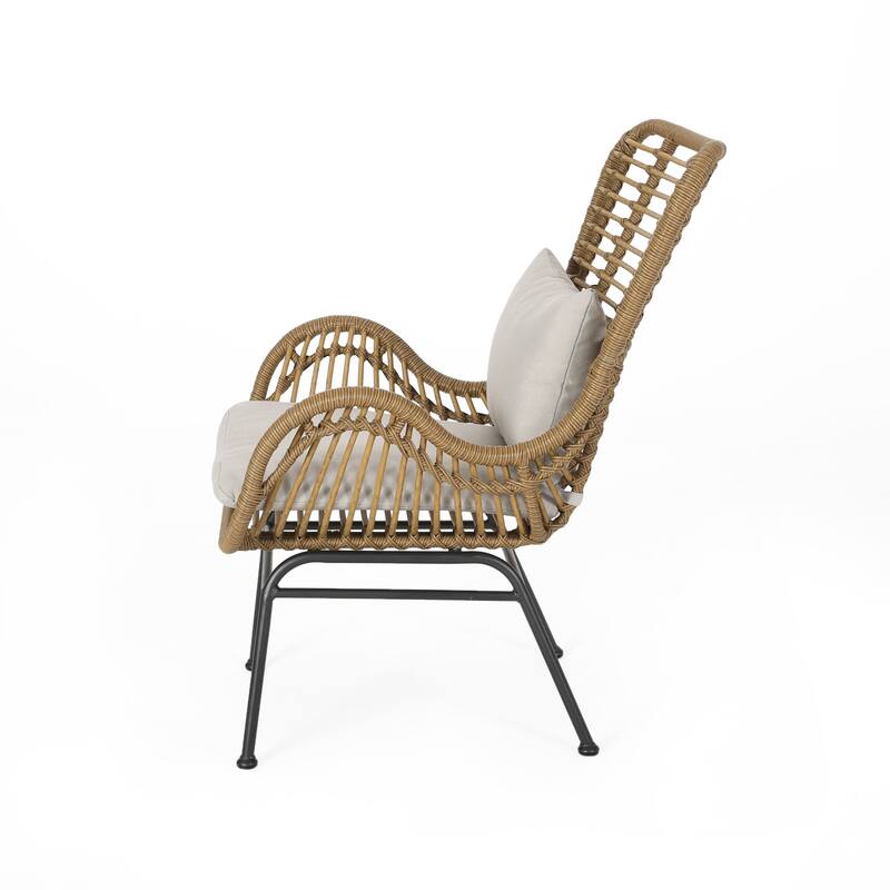 Wicker Patio Chairs with Cushions, 2-Piece Outdoor Accent Chairs Set
