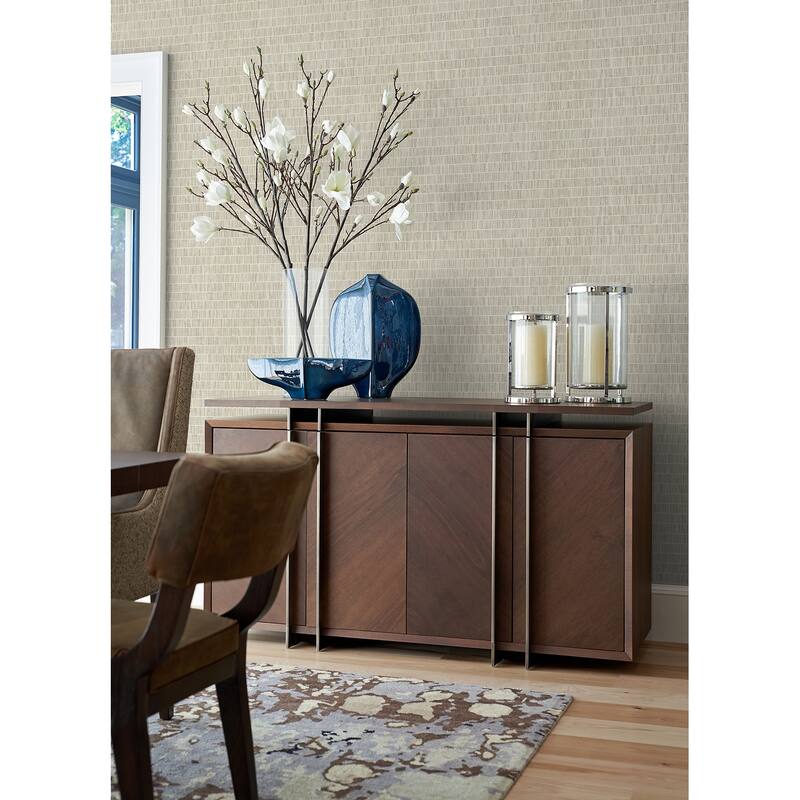 Warner Luz Grey Faux Grasscloth Wallpaper