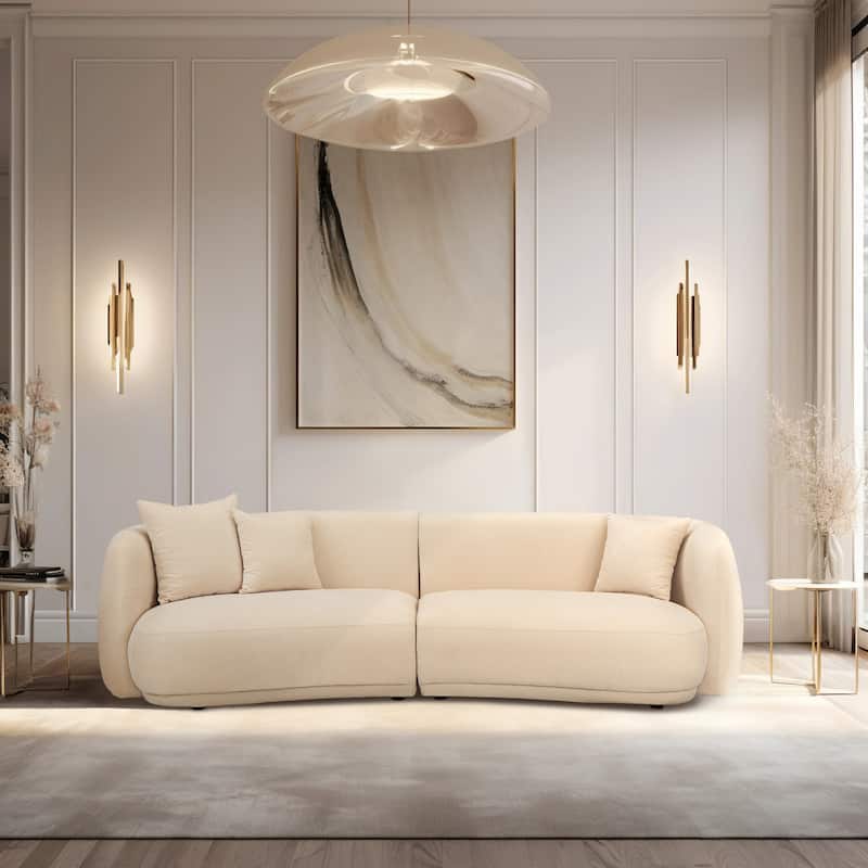 Sagebrook Home Neutral Modern 4 Seat Rectangle Curved Sofa - 117" x 49" x 31" - Ivory/beige