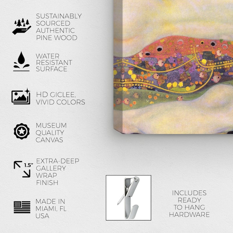 Wynwood Studio Canvas People and Portraits Gustav Klimt - Water Serpents II Pink and Salmon Traditional Wall Art Canvas Print