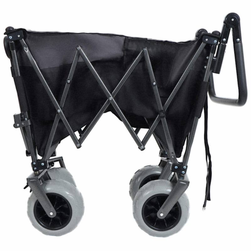 Multi-Functional Push-Pull Folding Wagon Cart with Rotating Handle & 9"x4" Beach Tires