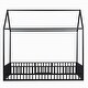 preview thumbnail 8 of 12, Black Twin Size Metal House Bed with Fence, Roof and Door for Kids, Boys and Girls, Bedroom