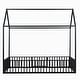 preview thumbnail 8 of 26, Twin Size Metal House Bed with Fence, Roof and Door for Kids, Boys and Girls, Bedroom