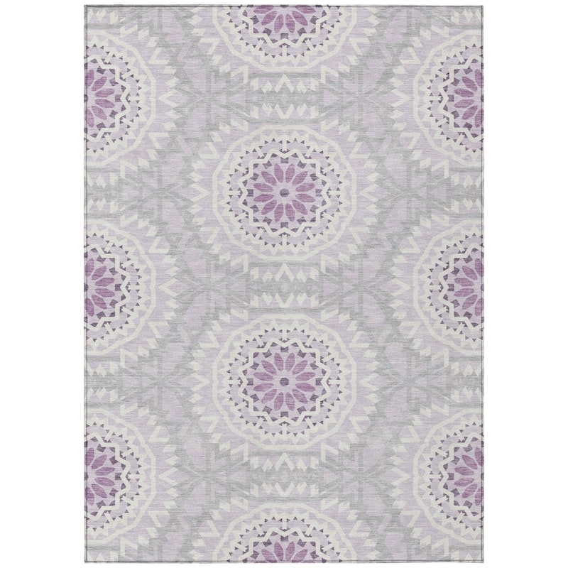 HomeRoots Floral Medallion Transitional Rectangle Outdoor Rug
