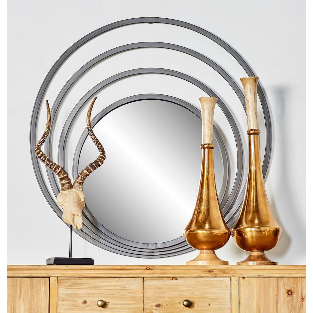 36-inch Grey Contemporary Iron Concentric Wall Mirror