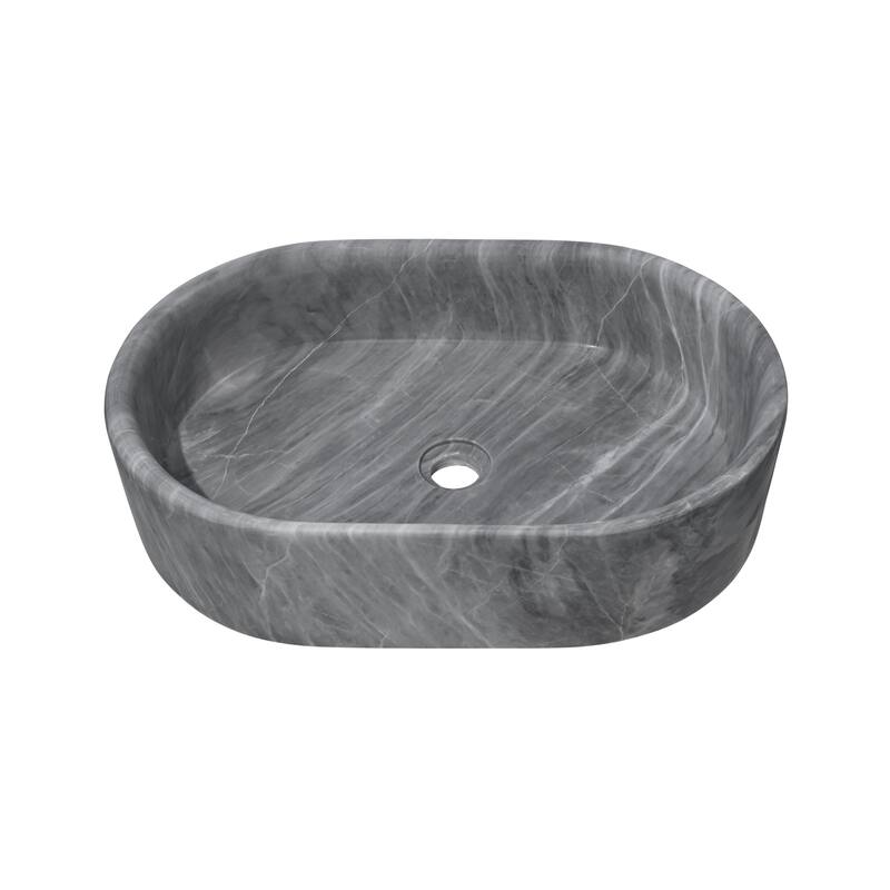 Roomfitters Marble Bathroom Vessel Sink, Natural Stone Countertop Wash Basin, Polished Oval Vanity Sink