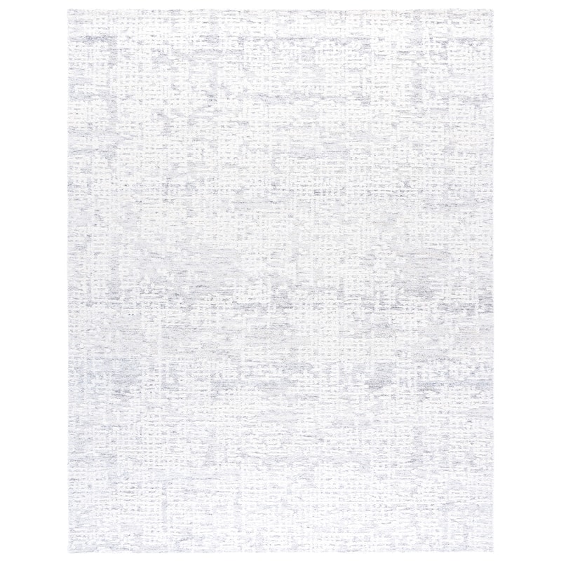 SAFAVIEH Handmade Ebony Marcijona Modern Contemporary Wool Rug - 8' x 10' - Silver/Ivory