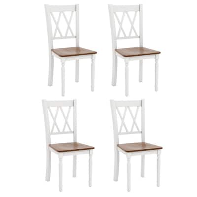 Wooden Farmhouse Kitchen Chairs with Rubber Wood Seat - 18" x 19" x 38"