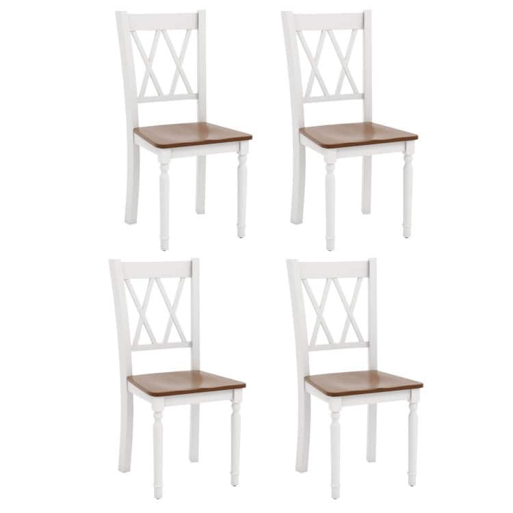 Wooden Farmhouse Kitchen Chairs with Rubber Wood Seat - 18" x 19" x 38"