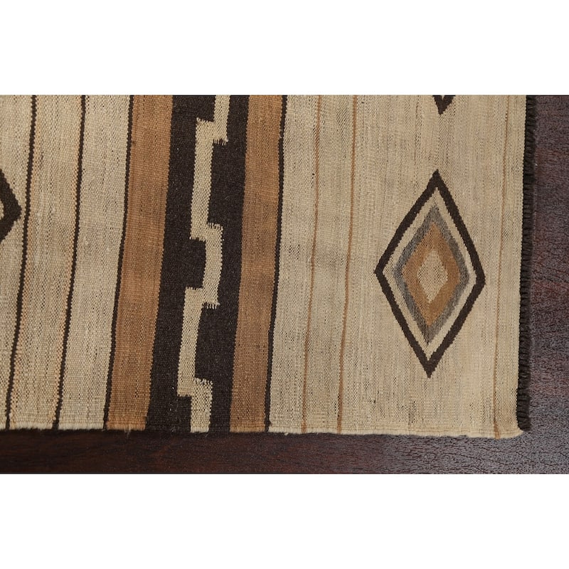Geometric Tribal Natural Dye Kilim Oriental Area Rug Wool Flat-woven - 5'0" x 6'6"