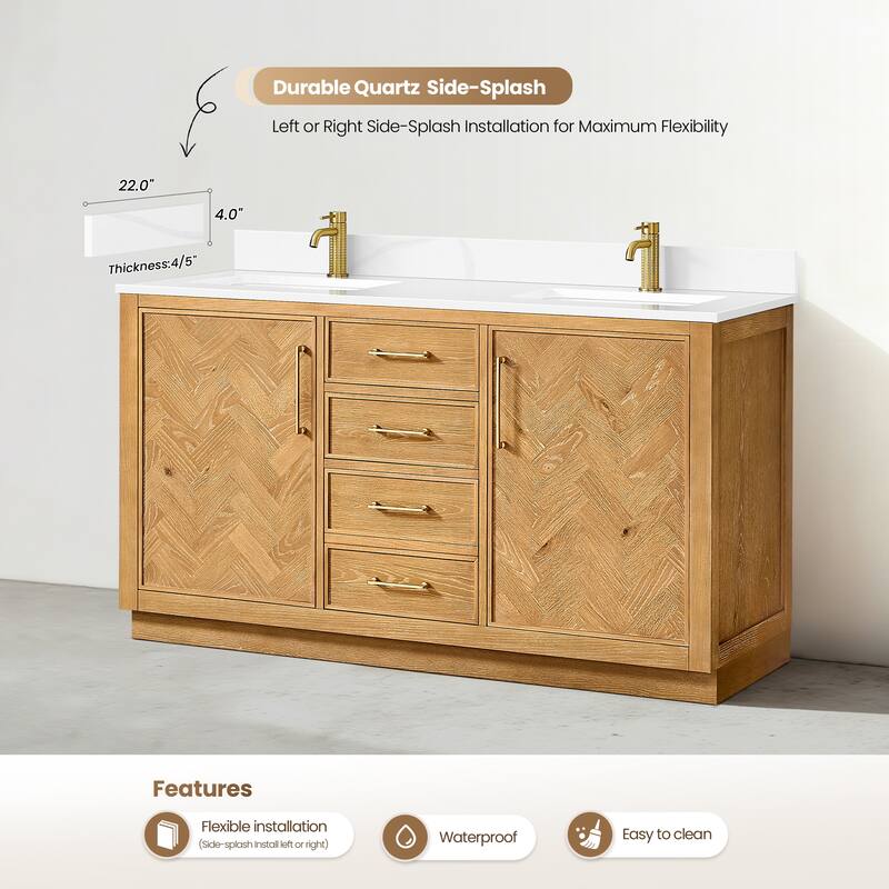 Jakarta Bath Vanity with Quartz Stone Top without Mirror