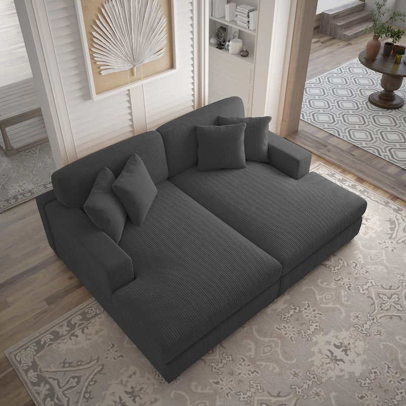 Corduroy Modular Couch Sectional Chaise Lounge Sofa