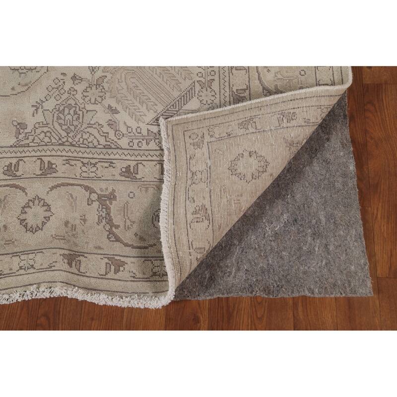 Beige Tabriz Persian Vintage Rug Handmade Traditional Wool Carpet - 6'8"x 10'2"