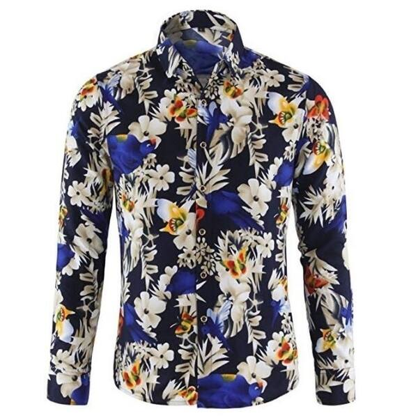 Shop Men S Floral Shirts Long Sleeve Flower Hawaiian Casual Shirt