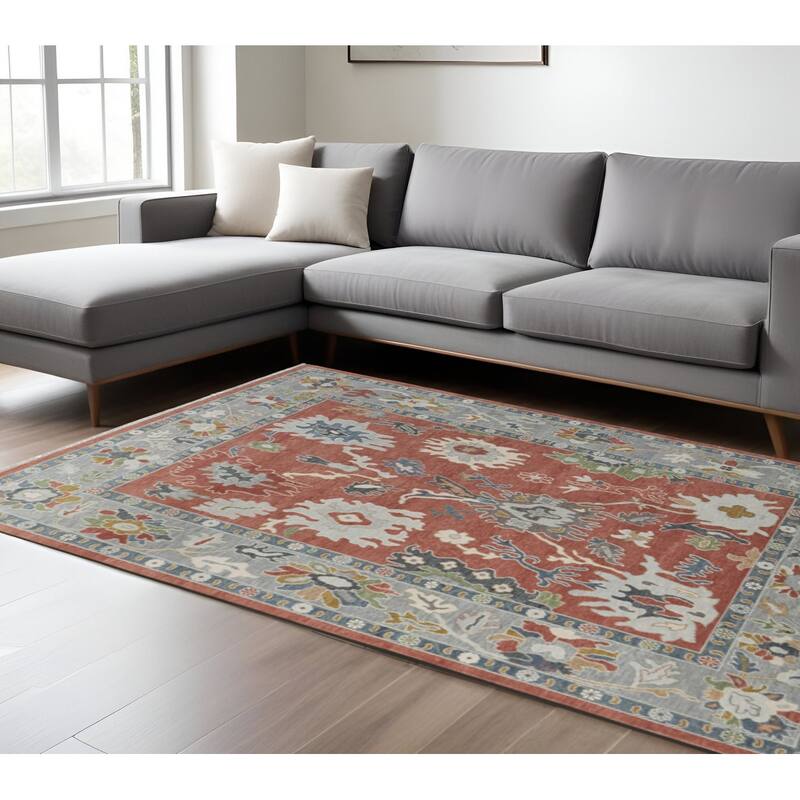 HomeRoots Floral Bohemian Rectangle Area Rug - 180.00 in. x 144.00 in. x 0.20 in. - 180.00 in. x 144.00 in.  x 0.20 in.