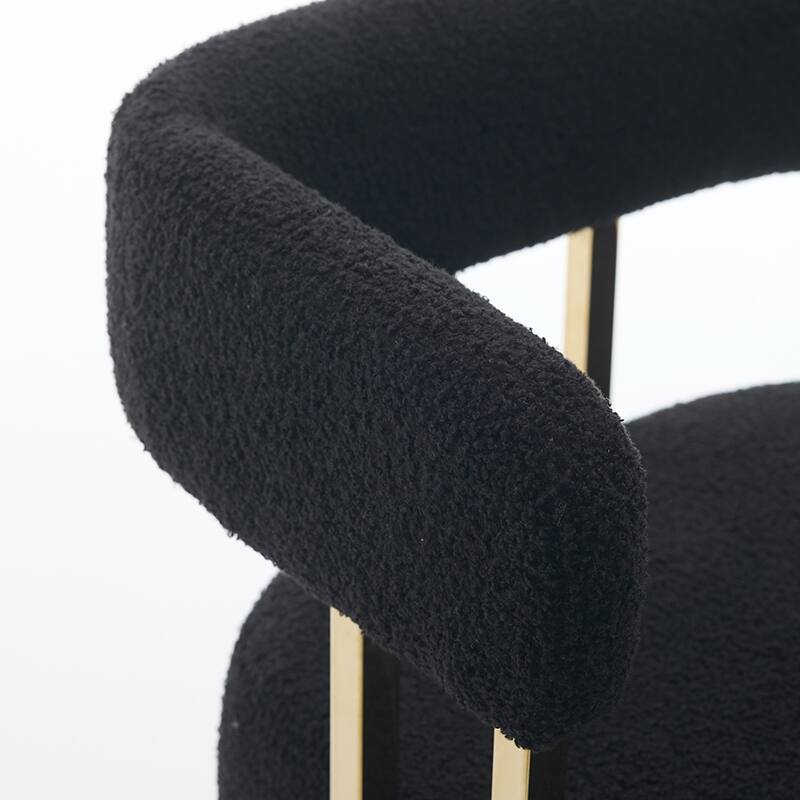 2-Piece Modern Accent Chairs with Gold Metal Legs & Teddy Upholstery, for Living Room or Office