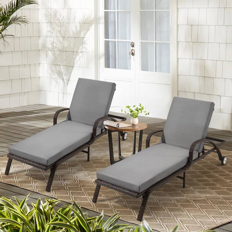 Outdoor Patio Lounge Chair Cushion - Waterproof, UV-Resistant, Striped Design with Removable Cover, Adjustable Straps