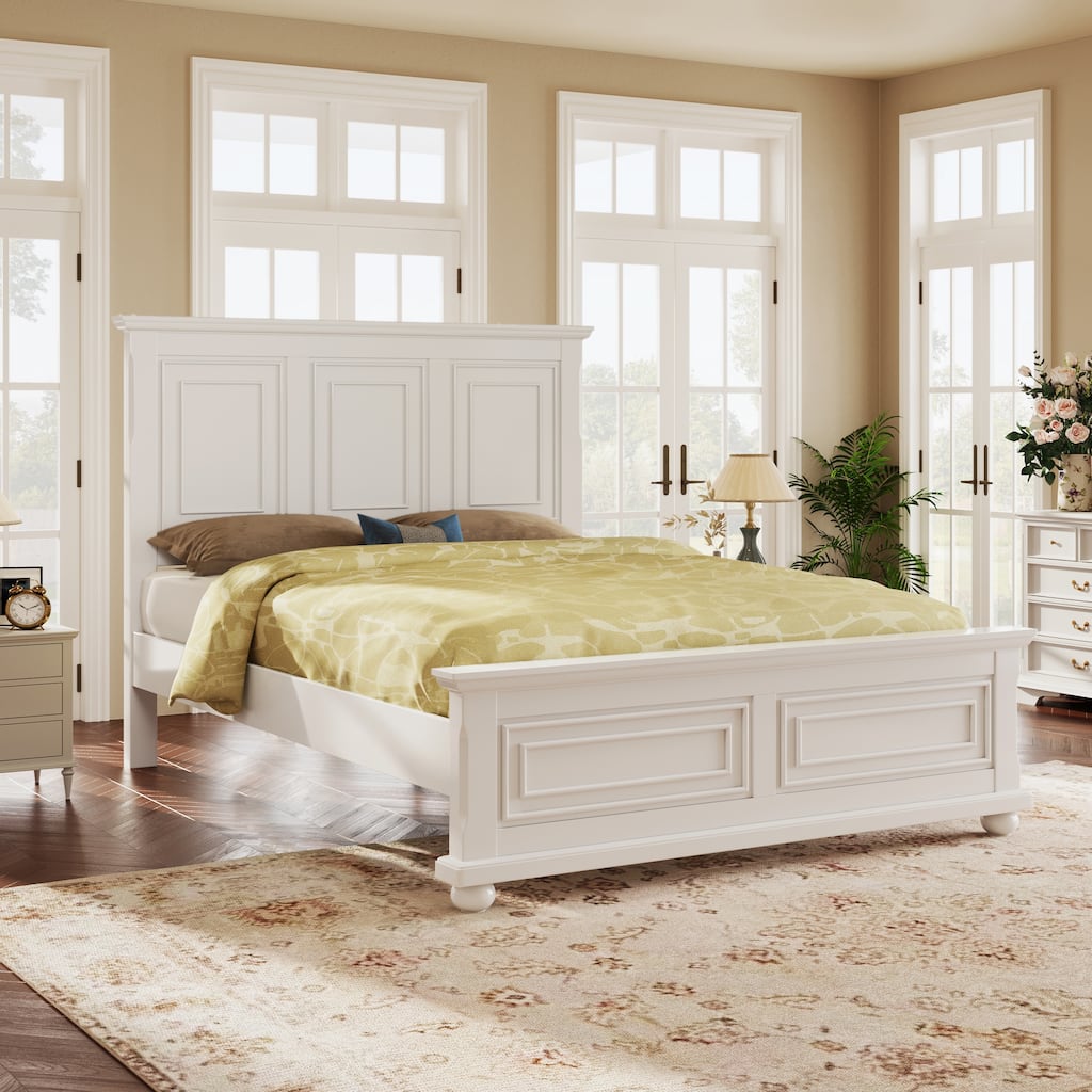 Traditional Town and Country Style Pinewood Vintage Tall Headboard Bed Frame