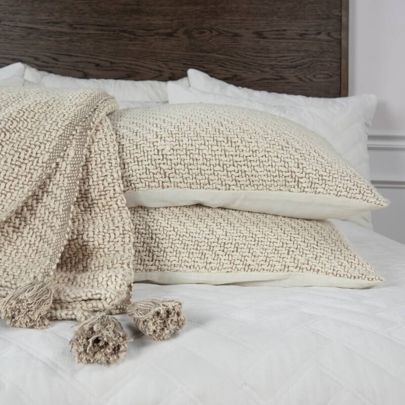 Donny Osmond Hand Loomed Wedding Blanket in Taupe, 3 Piece Set