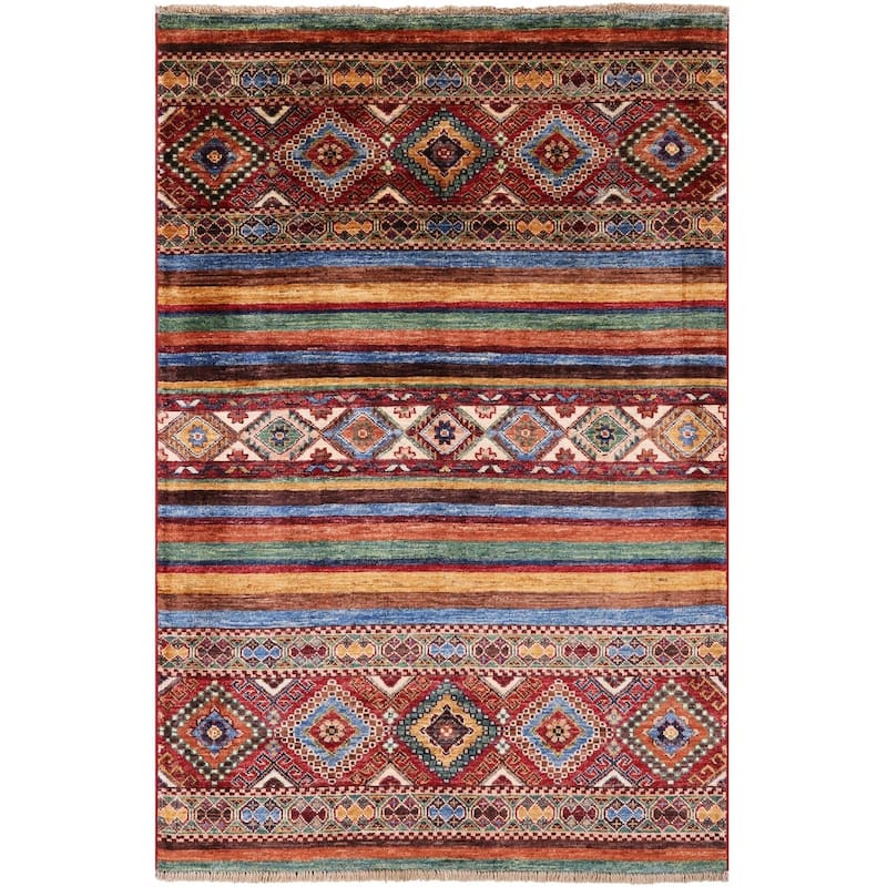Golden Nile Khorjin Persian Gabbeh Handmade Wool Rug - 3' 2" X 4' 9"