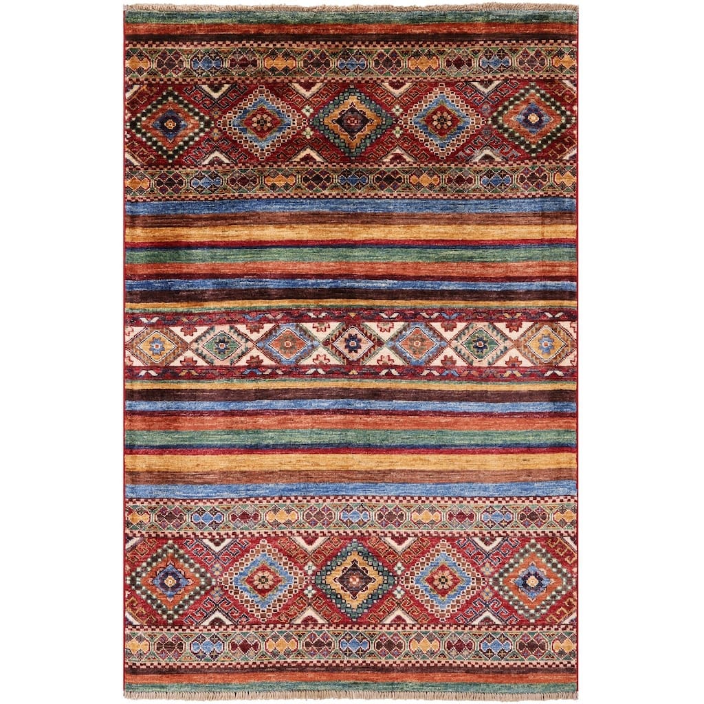 Golden Nile Khorjin Persian Gabbeh Handmade Wool Rug - 3' 2" X 4' 9"
