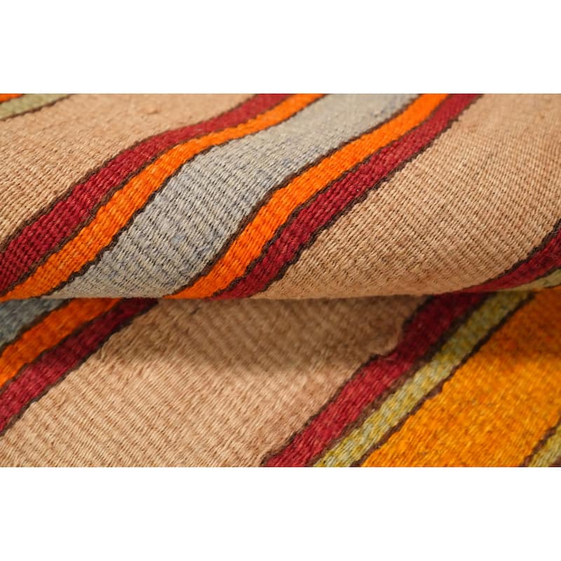 Hand Woven Oriental 100% Wool Carpet Southwestern Geometric Multi-Colored Kilim Area Rug - 7' 11'' X 5' 6''