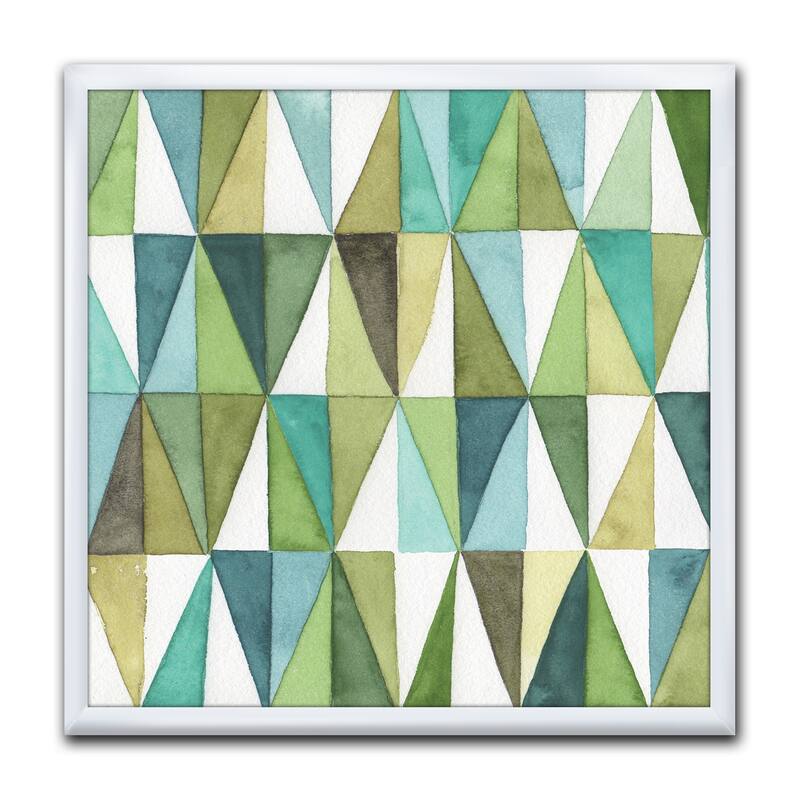 Designart "geometric Green Triangle III" Mid-Century Modern Transitional Framed Art Print
