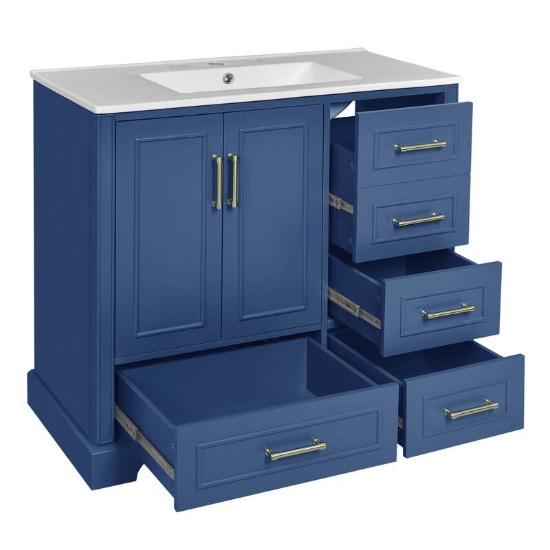 Exquisite Traditional Bathroom Vanity with Premium Ceramics Sink and Ample Storage