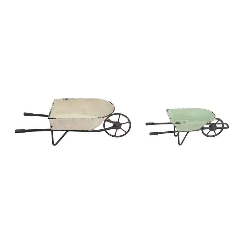 Elina Homestead Tabletop Metal Farmhouse Wheelbarrow Set - 3"H x 9.5"W x 3.5"D