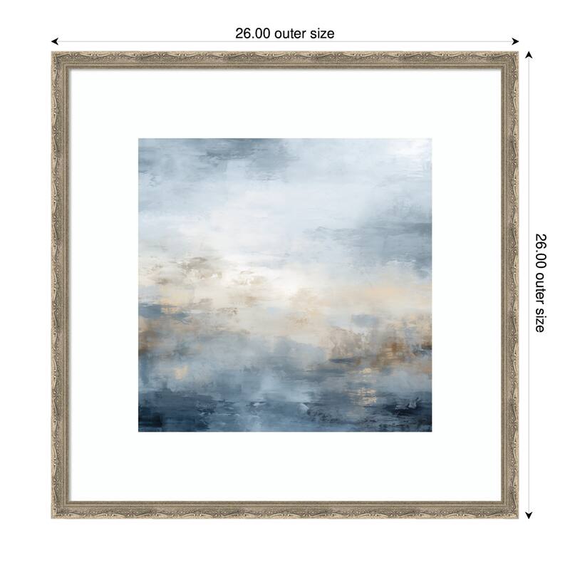 Kate and Laurel Tonal Abstract Oceanic Nautical Serenity Blue by The Creative Bunch Studio Framed Wall Art Print