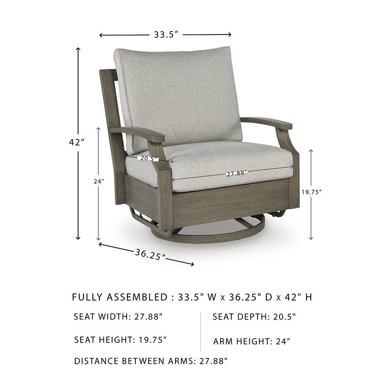 Signature Design by Ashley Rainier Ranch Brown/Beige Outdoor Swivel Glider Chair with Cushion - 34"W x 37"D x 37"H
