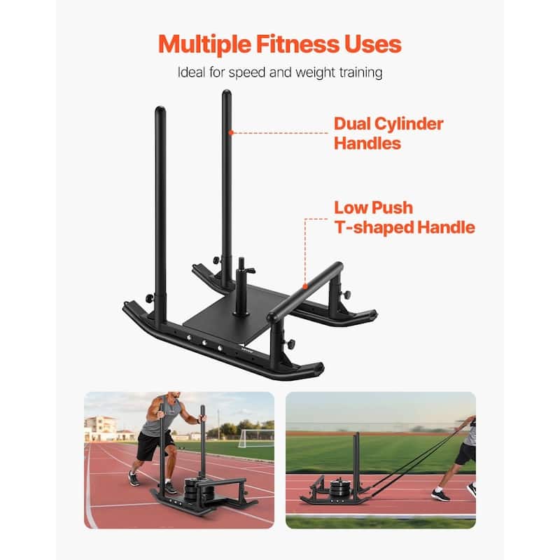 Steel Speed Training Sled with Adjustable Harness and Shoulder Straps for Strength Workouts - 40.6” x 26” x 40.9”